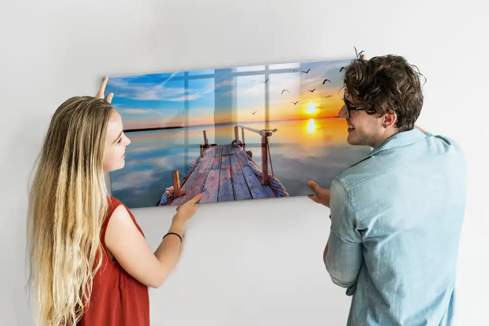 Tableau magnétique en verre Passerelle au-dessus du lac