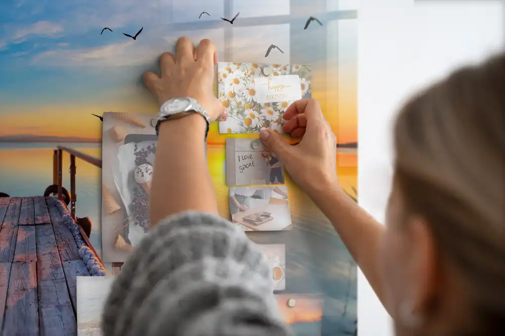 Tableau magnétique en verre Passerelle au-dessus du lac