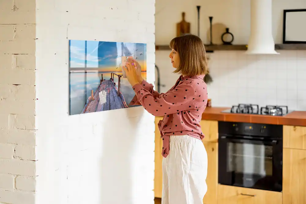 Tableau magnétique en verre Passerelle au-dessus du lac