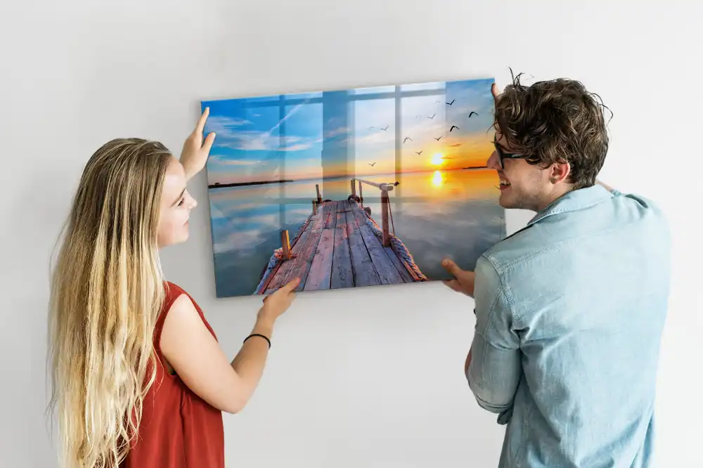 Tableau magnétique en verre Passerelle au-dessus du lac