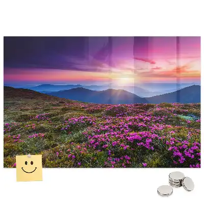 Tableau magnétique motif fleurs au lever du soleil