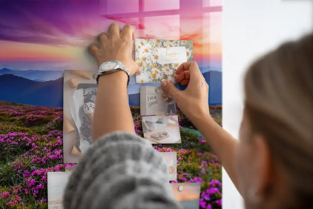 Tableau magnétique motif fleurs au lever du soleil