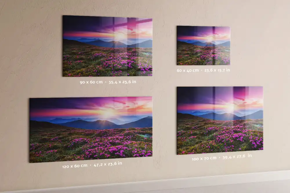 Tableau magnétique motif fleurs au lever du soleil