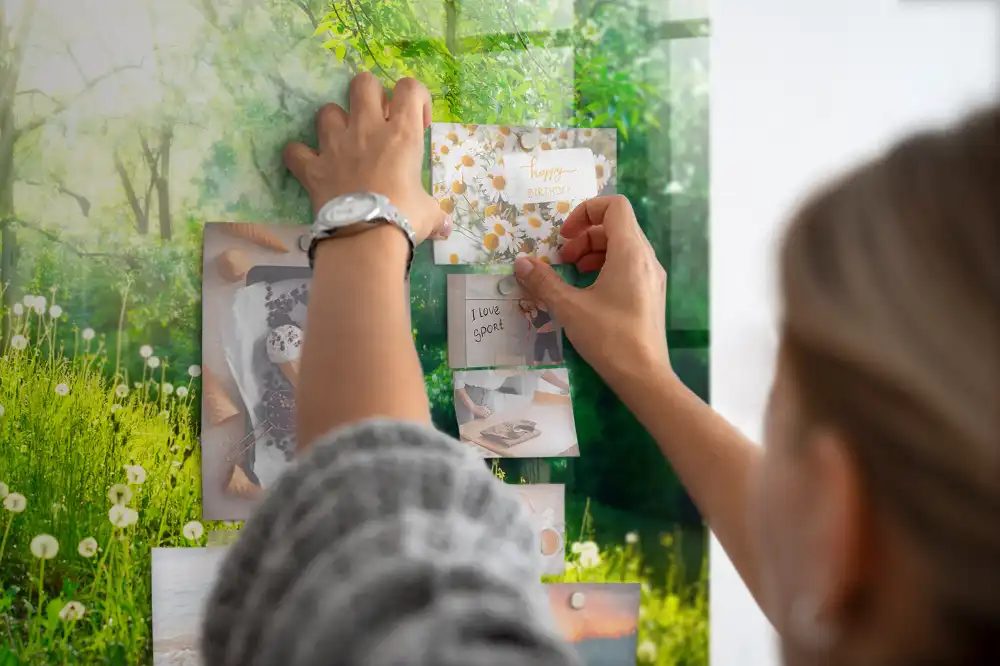 Tableau magnétique en verre motif nature printanière