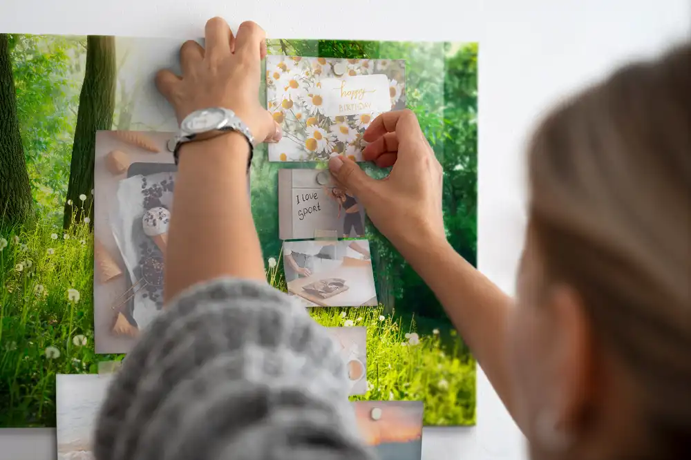 Tableau magnétique en verre motif nature printanière