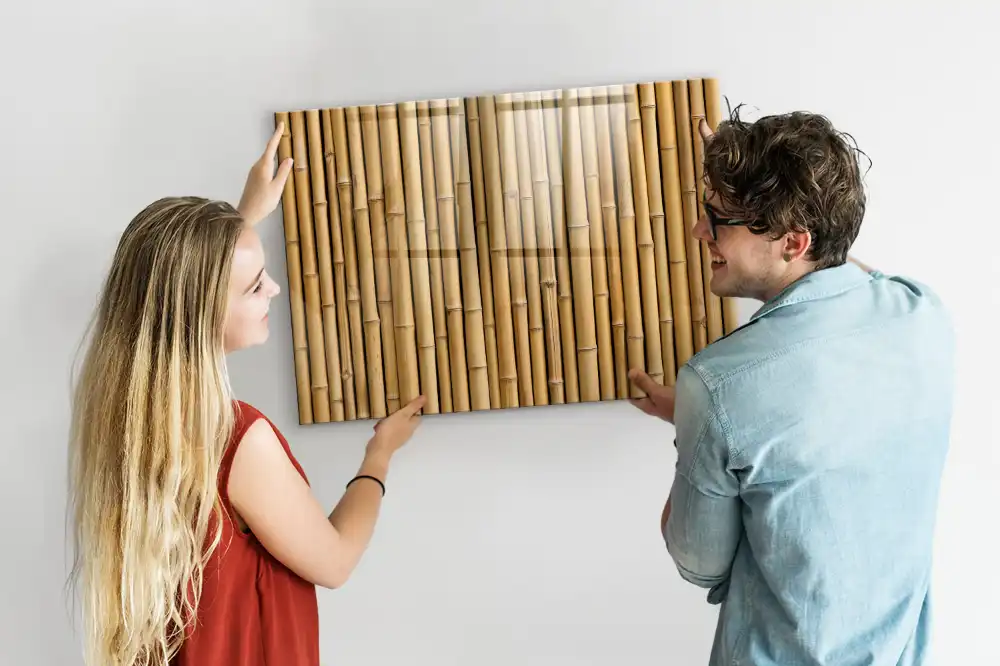 Tableau magnétique en verre motif pousses de bambou