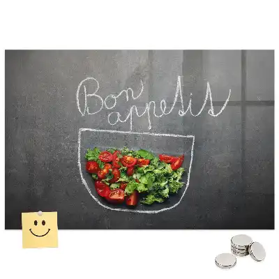 Tableau magnétique en verre avec inscription Bon appétit