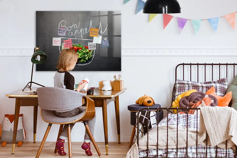 Tableau magnétique en verre avec inscription Bon appétit