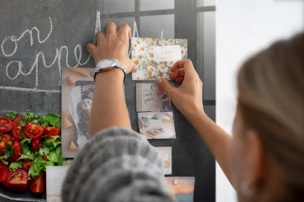 Tableau magnétique en verre avec inscription Bon appétit