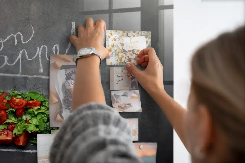 Tableau magnétique en verre avec inscription Bon appétit