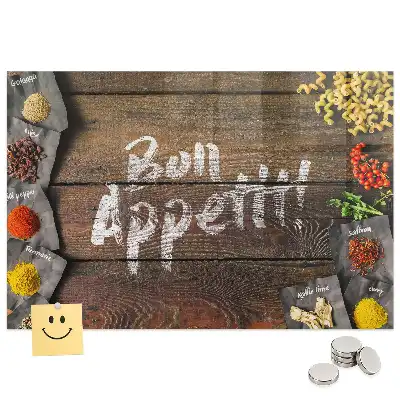 Tableau aimanté décoratif avec inscription Bon appétit