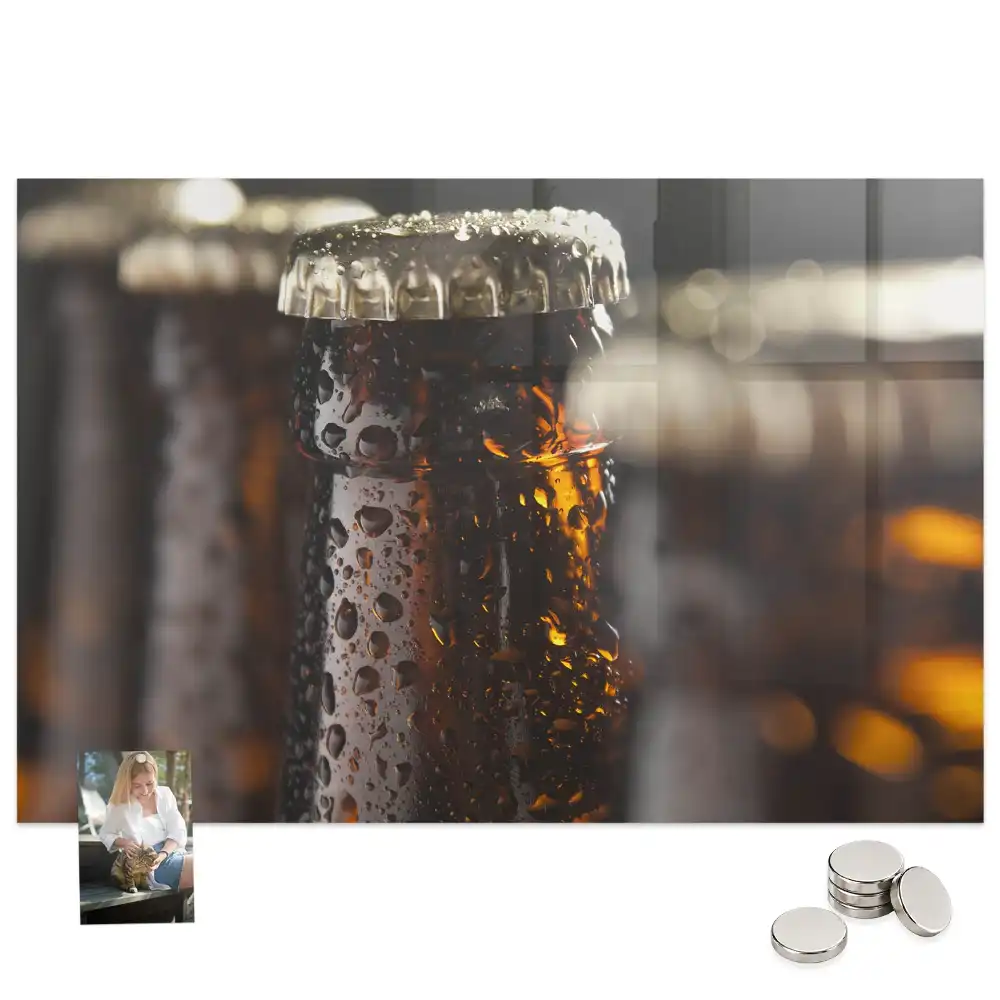 Tableau magnétique décoratif avec cadre en verre