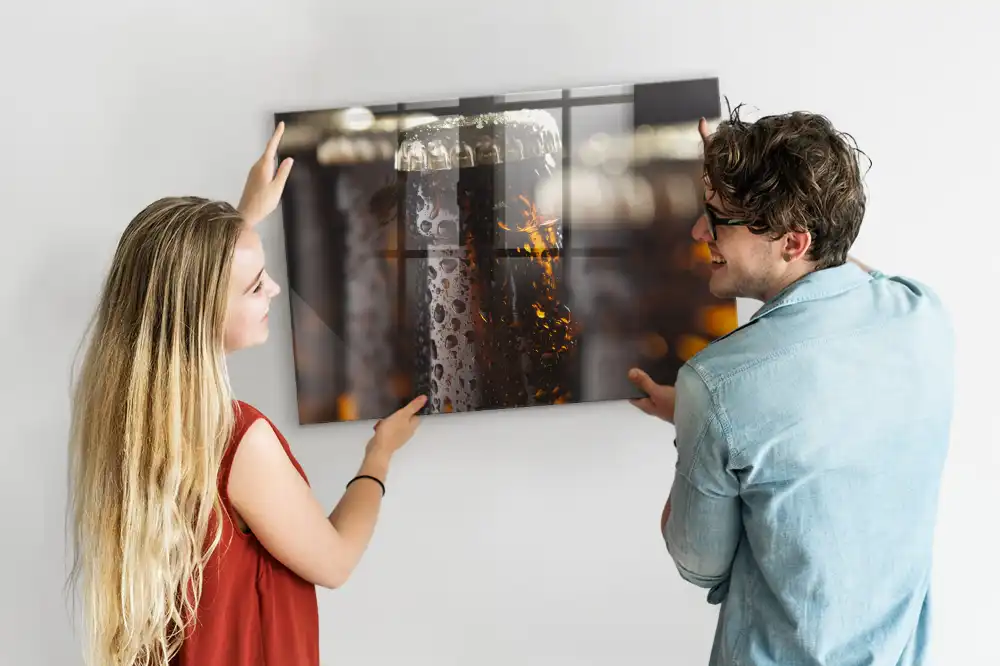 Tableau magnétique décoratif avec cadre en verre