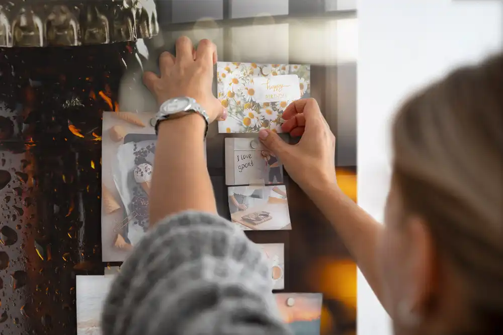 Tableau magnétique décoratif avec cadre en verre