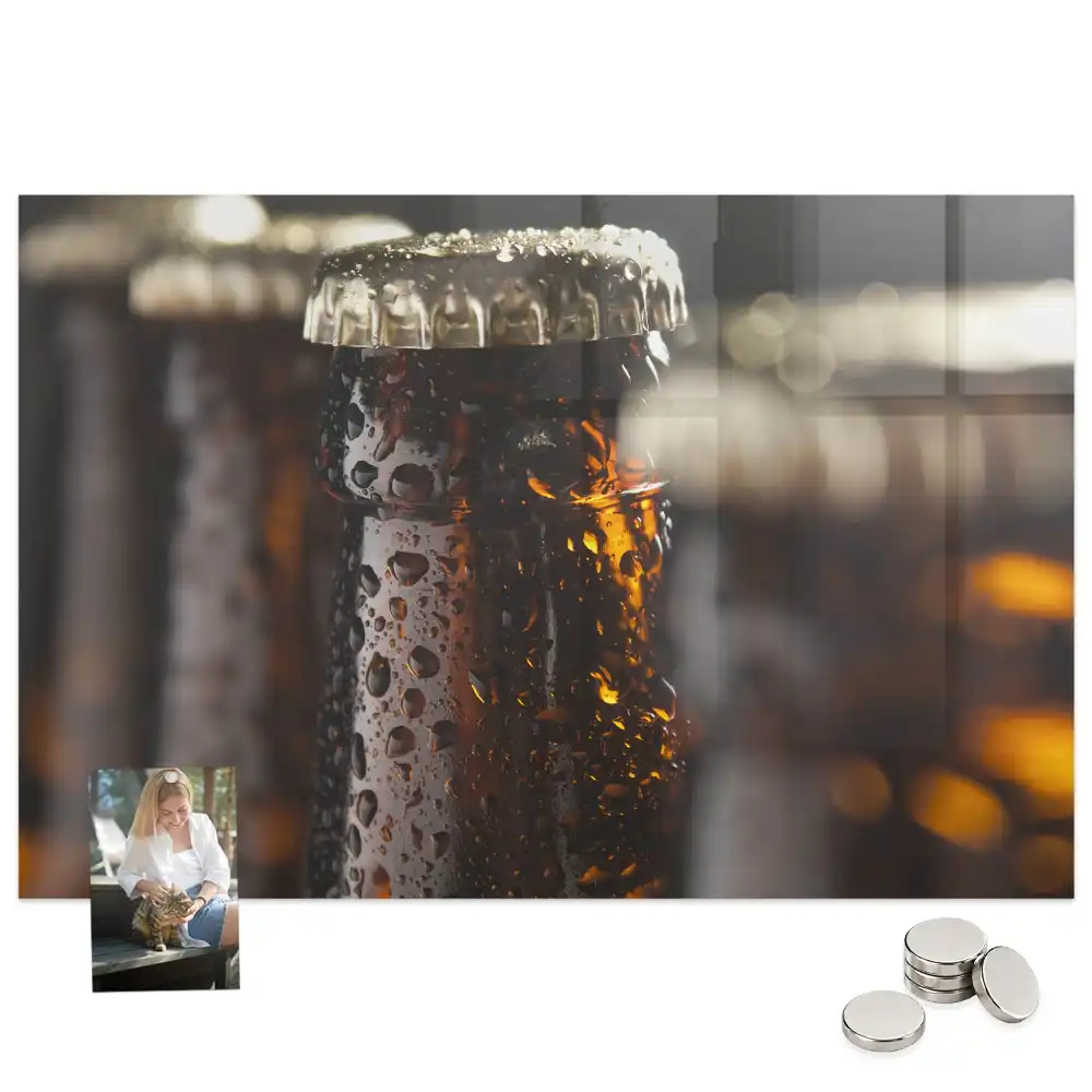 Tableau magnétique décoratif avec cadre en verre