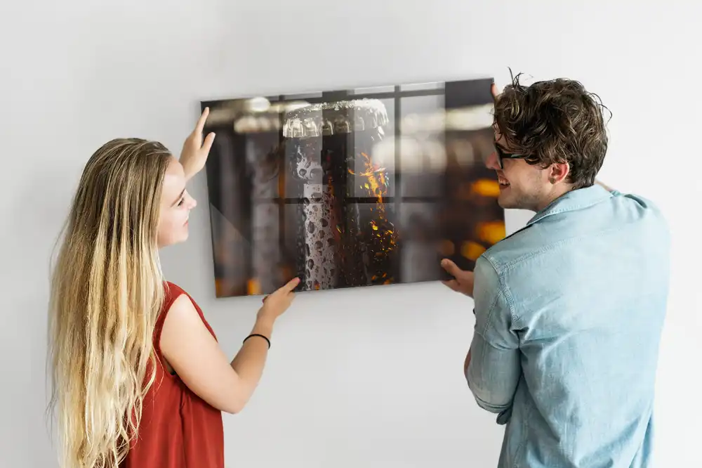 Tableau magnétique décoratif avec cadre en verre