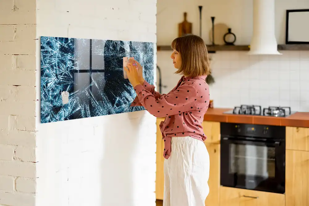 Tableau magnétique en verre dépoli pour mur