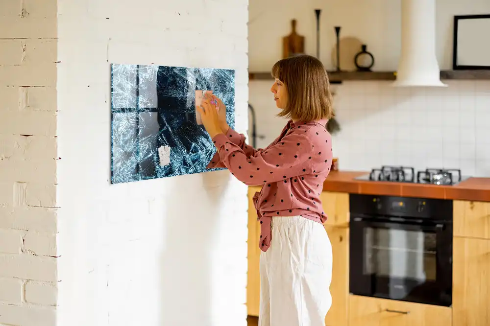 Tableau magnétique en verre dépoli pour mur