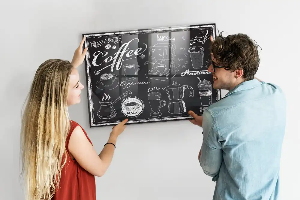Tableau magnétique en verre pour machines à café