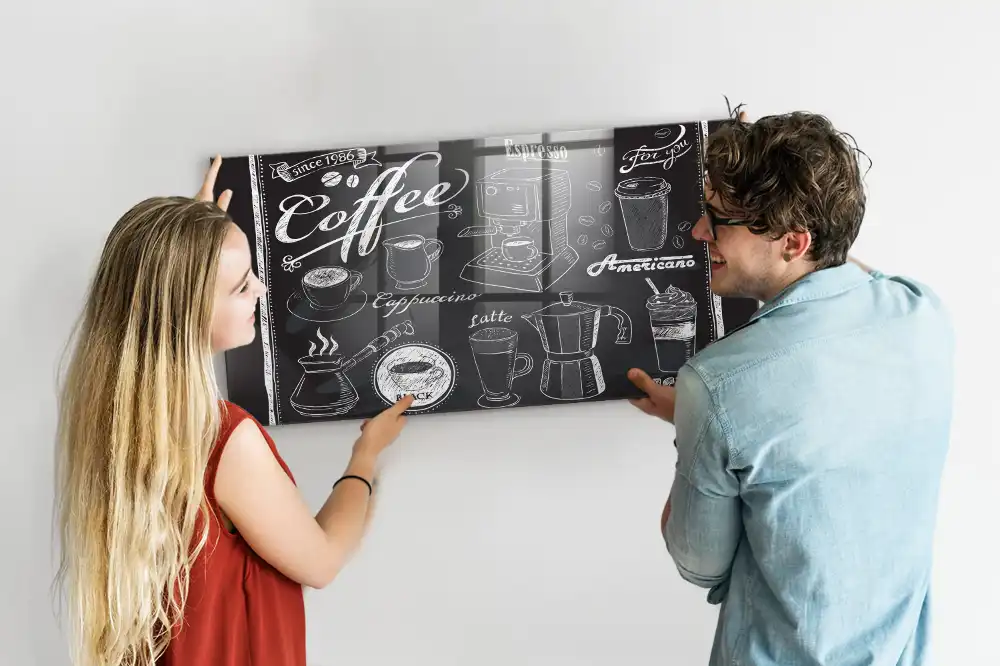 Tableau magnétique en verre pour machines à café