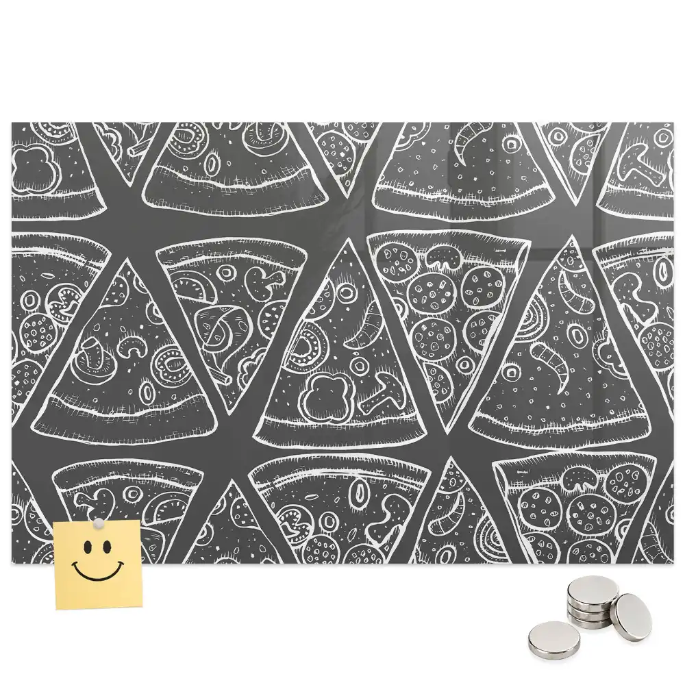 Tableau magnétique en verre motif pizza