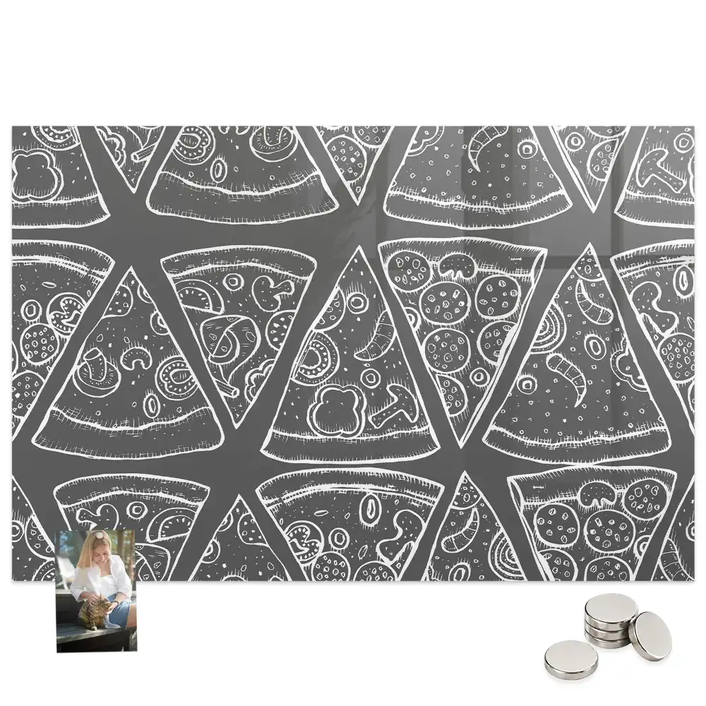 Tableau magnétique en verre motif pizza