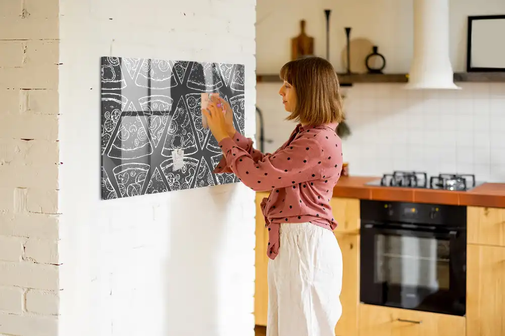 Tableau magnétique en verre motif pizza