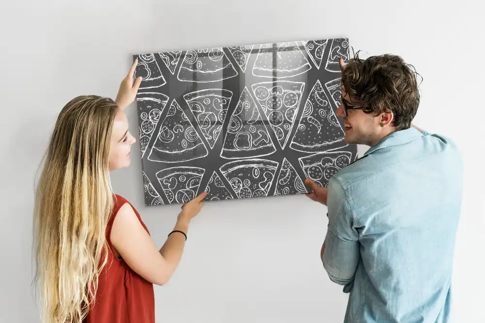 Tableau magnétique en verre motif pizza