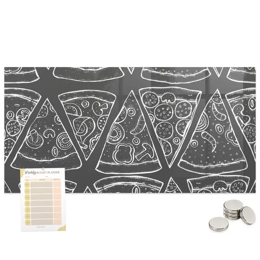 Tableau magnétique en verre motif pizza