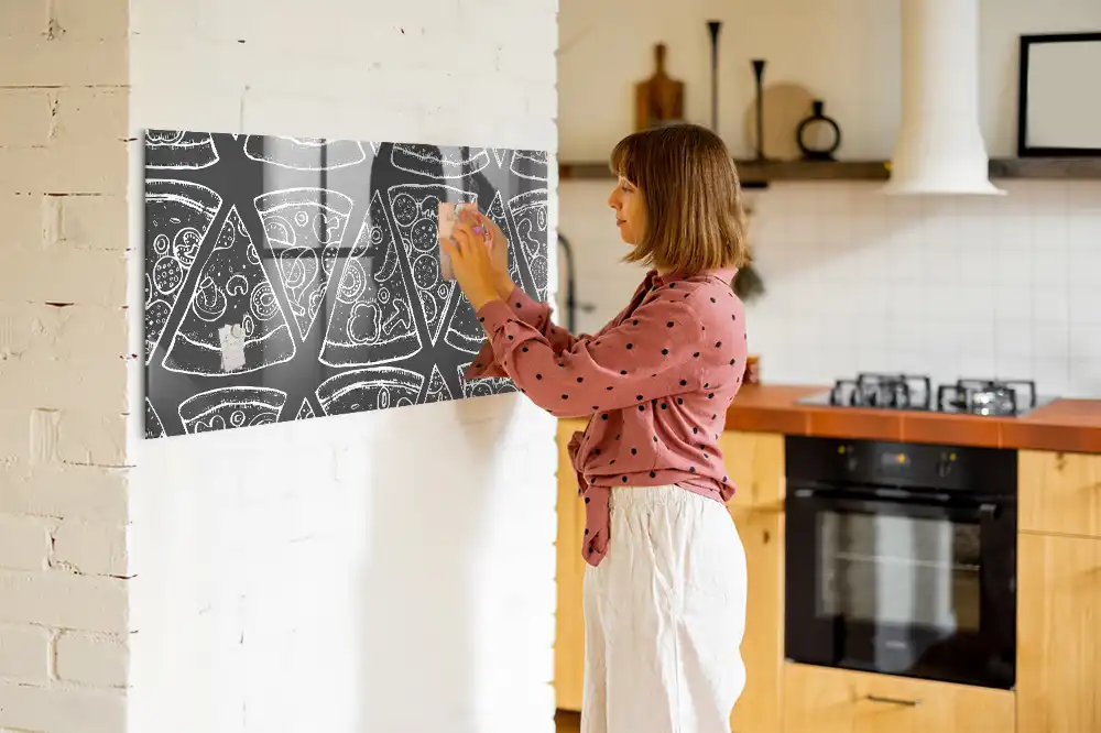 Tableau magnétique en verre motif pizza