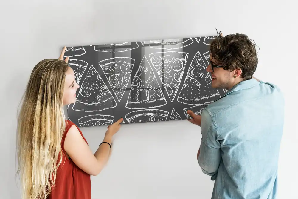 Tableau magnétique en verre motif pizza