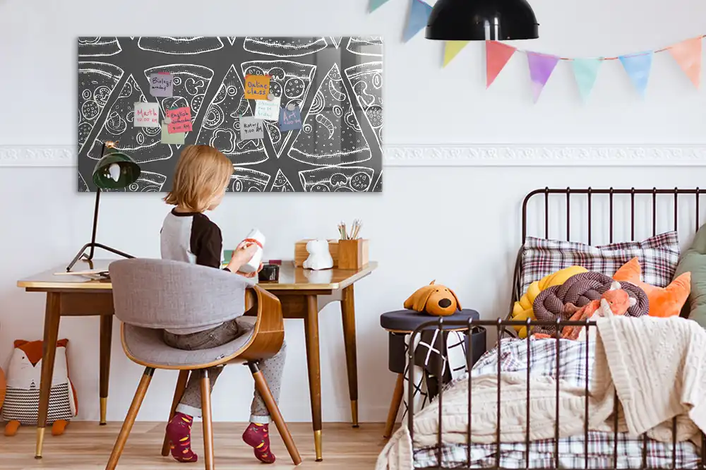 Tableau magnétique en verre motif pizza