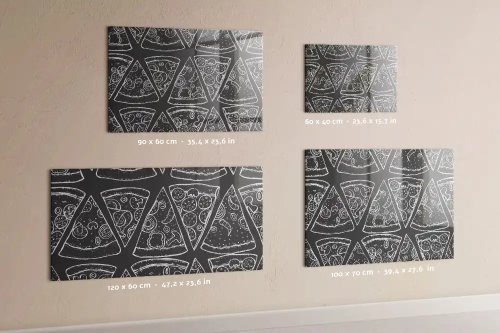 Tableau magnétique en verre motif pizza