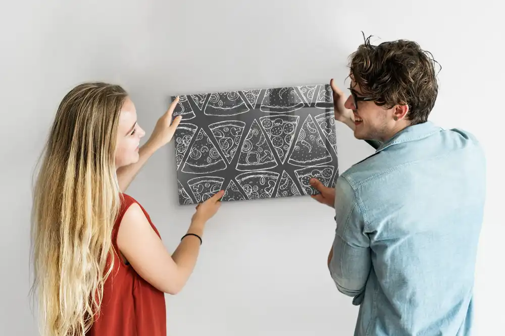 Tableau magnétique en verre motif pizza