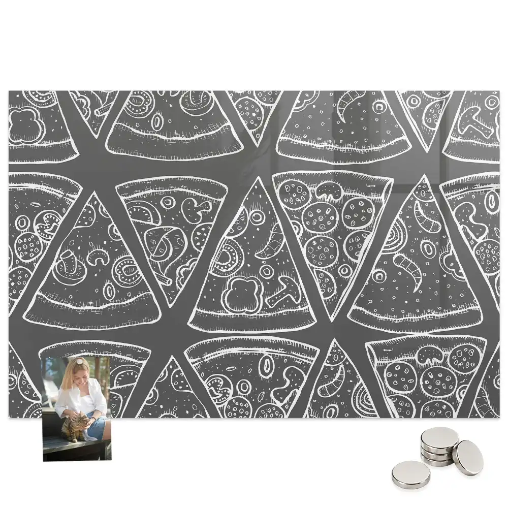 Tableau magnétique en verre motif pizza