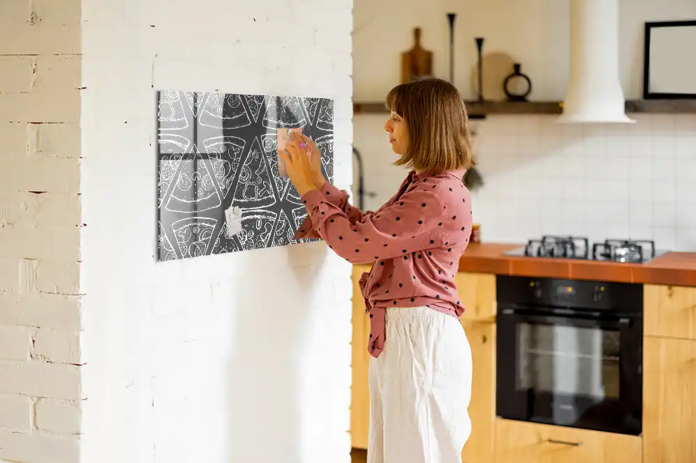 Tableau magnétique en verre motif pizza