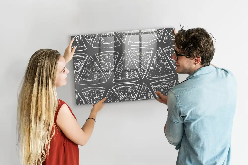 Tableau magnétique en verre motif pizza