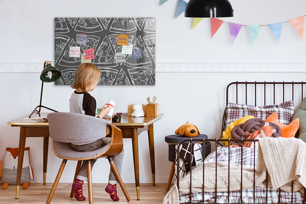 Tableau magnétique en verre motif pizza