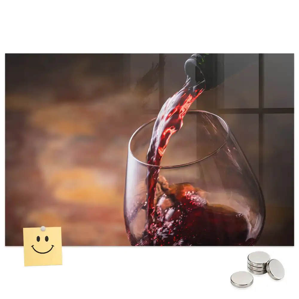 Tableau en verre magnétique motif verre de vin