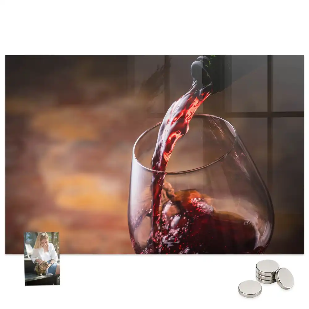 Tableau en verre magnétique motif verre de vin
