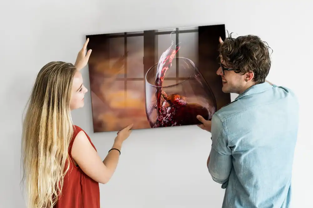 Tableau en verre magnétique motif verre de vin