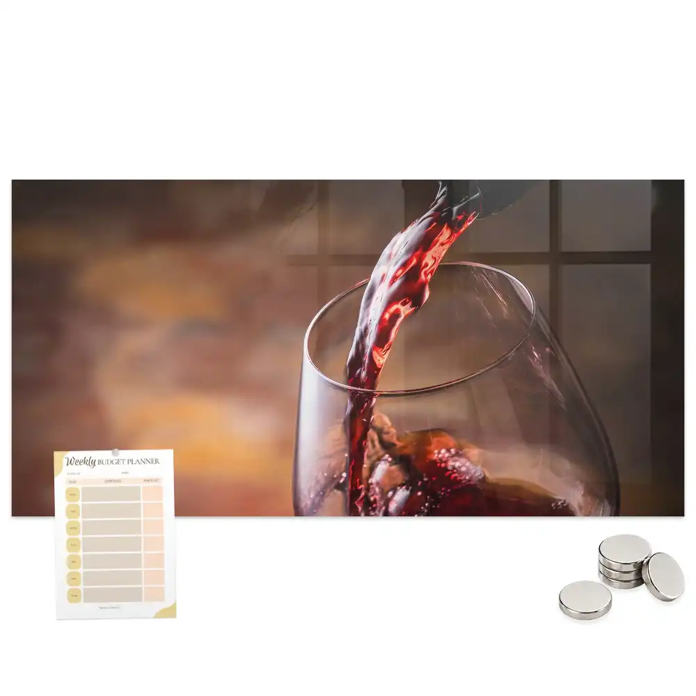 Tableau en verre magnétique motif verre de vin