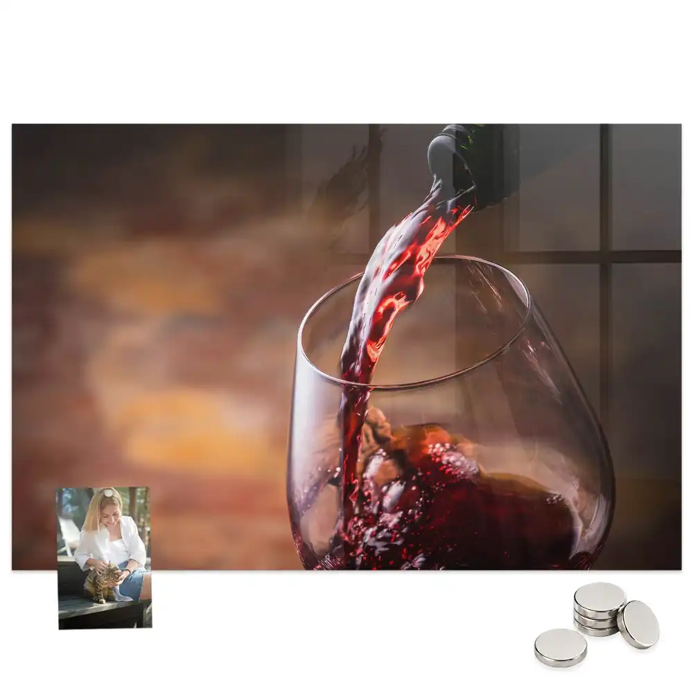 Tableau en verre magnétique motif verre de vin