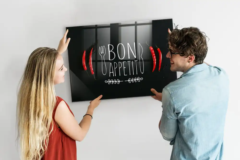 Tableau mural magnétique inscription Bon appétit