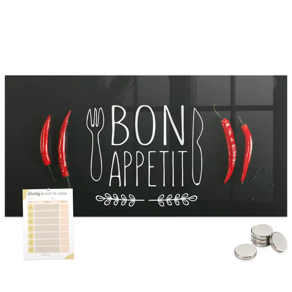 Tableau mural magnétique inscription Bon appétit