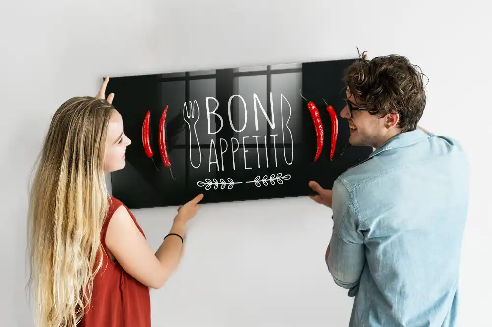 Tableau mural magnétique inscription Bon appétit