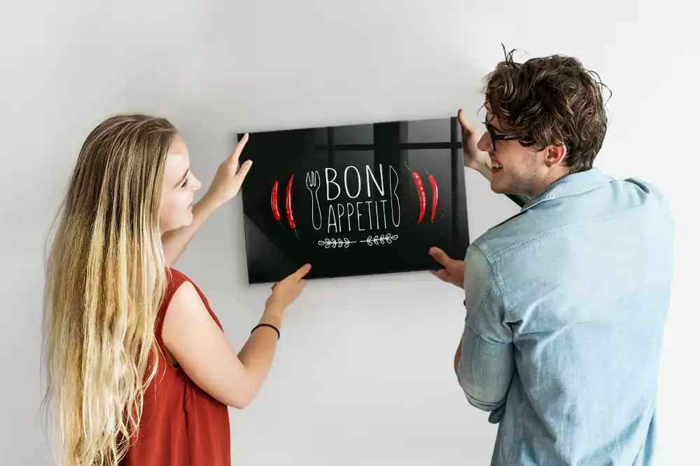 Tableau mural magnétique inscription Bon appétit