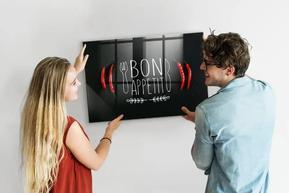 Tableau mural magnétique inscription Bon appétit