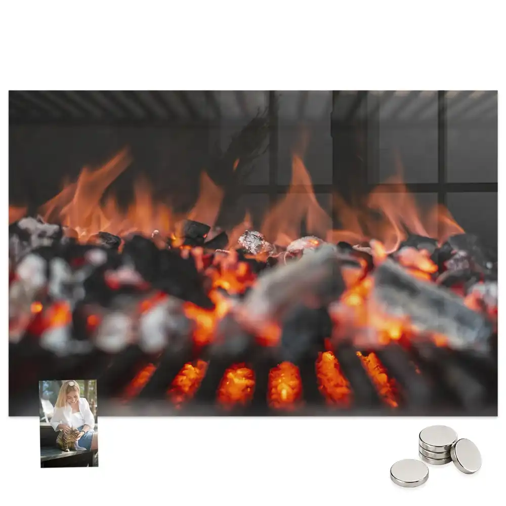 Tableau aimanté décoratif motif feu de gril
