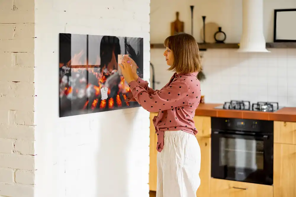 Tableau aimanté décoratif motif feu de gril